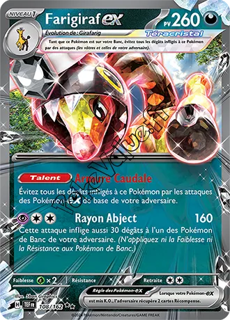 Carte Pokémon Farigiraf ex  n°108 de la série Forces Temporelles