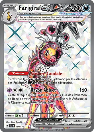 Carte Pokémon Farigiraf ex  n°194 de la série Forces Temporelles