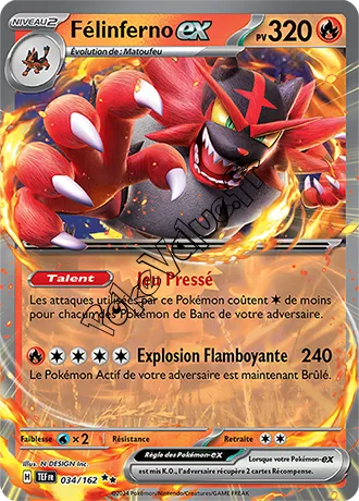 Carte Pokémon Félinferno ex  n°034 de la série Forces Temporelles