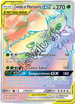 Carte Pokémon Celebi et Florizarre GX n°182 de la série Duo de Choc