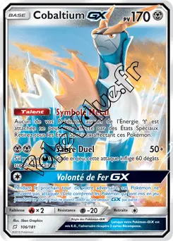 Carte Pokémon Cobaltium GX n°106 de la série Duo de Choc