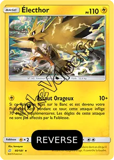 Carte Pokémon Électhor Reverse n°40 de la série Duo de Choc