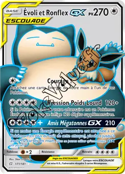 Carte Pokémon Évoli et Ronflex GX n°171 de la série Duo de Choc