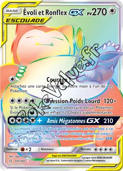 Carte Pokémon Évoli et Ronflex GX n°191 de la série Duo de Choc