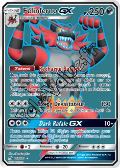 Carte Pokémon Félinferno GX n°167 de la série Duo de Choc