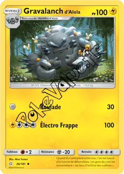 Carte Pokémon Gravalanch d’Alola n°36 de la série Duo de Choc