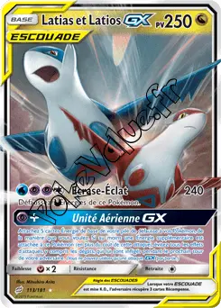 Carte Pokémon Latias et Latios GX n°113 de la série Duo de Choc