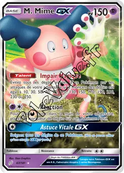 Carte Pokémon M. Mime GX n°67 de la série Duo de Choc