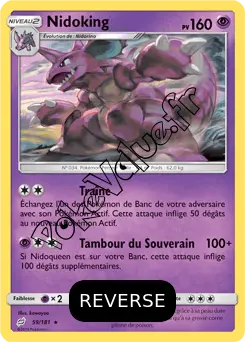 Carte Pokémon Nidoking  Reverse n°59 de la série Duo de Choc