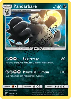 Carte Pokémon Pandarbare n°94 de la série Duo de Choc