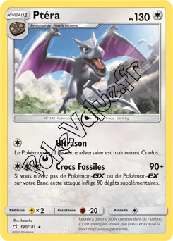 Carte Pokémon Ptéra n°130 de la série Duo de Choc
