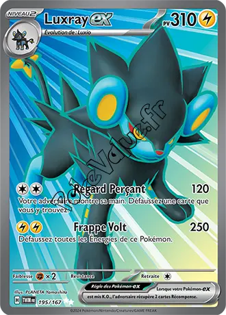 Carte Pokémon Luxray ex  n°195 de la série Mascarade Crépusculaire