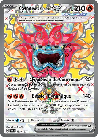 Carte Pokémon Ogerpon Masque du Fourneau ex  n°192 de la série Mascarade Crépusculaire