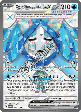 Carte Pokémon Ogerpon Masque du Puits ex  n°194 de la série Mascarade Crépusculaire