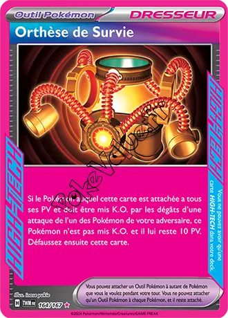 Carte Pokémon Orthèse de Survie n°164 de la série Mascarade Crépusculaire