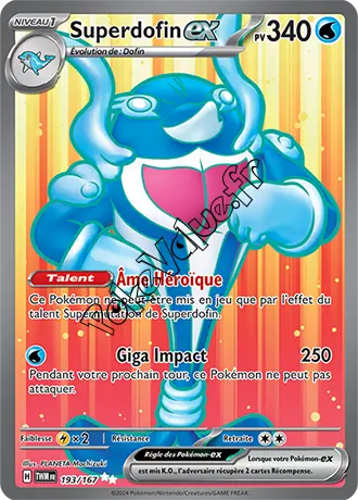Carte Pokémon Superdofin ex  n°193 de la série Mascarade Crépusculaire