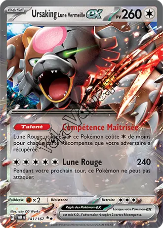 Carte Pokémon Ursaking Lune Vermeille ex  n°141 de la série Mascarade Crépusculaire