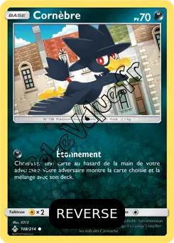Carte Pokémon Cornèbre Reverse n°108 de la série Alliance Infaillible