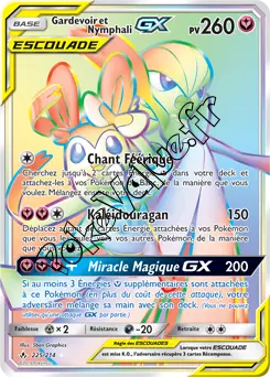 Carte Pokémon Gardevoir & Nymphali GX  n°225 de la série Alliance Infaillible