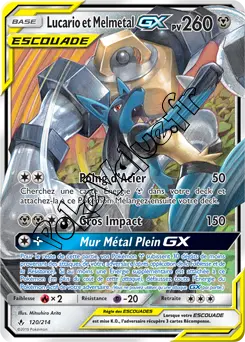 Carte Pokémon Lucario et Melmetal GX n°120 de la série Alliance Infaillible