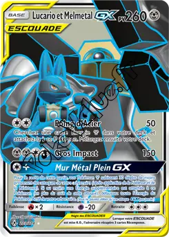 Carte Pokémon Lucario et Melmetal GX n°203 de la série Alliance Infaillible