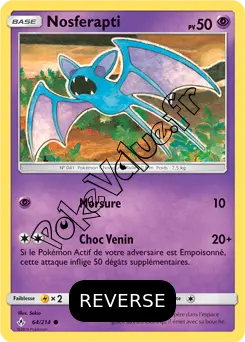 Carte Pokémon Nosferapti Reverse n°64 de la série Alliance Infaillible