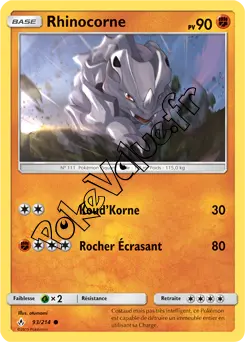Carte Pokémon Rhinocorne n°93 de la série Alliance Infaillible