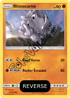 Carte Pokémon Rhinocorne Reverse n°93 de la série Alliance Infaillible