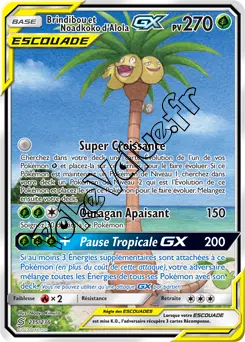 Carte Pokémon Brindibou et Noadkoko d’Alola GX n°215 de la série Harmonie des Esprits