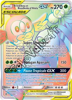 Carte Pokémon Brindibou et Noadkoko d’Alola GX n°237 de la série Harmonie des Esprits