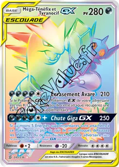 Carte Pokémon Méga-Ténéfix et Tyranocif GX n°245 de la série Harmonie des Esprits