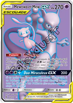 Carte Pokémon Mewtwo et Mew GX n°222 de la série Harmonie des Esprits
