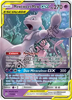 Carte Pokémon Mewtwo et Mew GX n°71 de la série Harmonie des Esprits