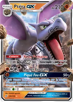 Carte Pokémon Ptéra GX n°106 de la série Harmonie des Esprits