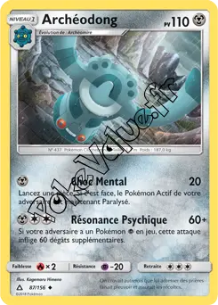Carte Pokémon Archéodong n°87 de la série Ultra-Prisme