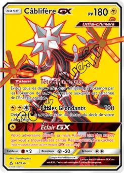 Carte Pokémon Câblifère GX n°142 de la série Ultra-Prisme