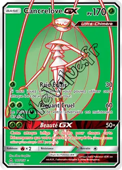 Carte Pokémon Cancrelove GX  n°140 de la série Ultra-Prisme