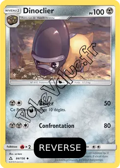 Carte Pokémon Dinoclier Reverse n°84 de la série Ultra-Prisme