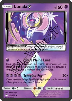 Carte Pokémon Lunala n°62 de la série Ultra-Prisme