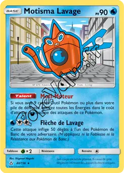 Carte Pokémon Motisma Lavage n°40 de la série Ultra-Prisme