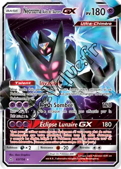 Carte Pokémon Necrozma Ailes de l’Aurore GX n°63 de la série Ultra-Prisme