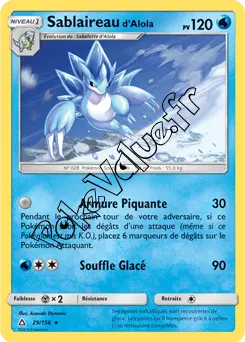 Carte Pokémon Sablaireau d’Alola n°29 de la série Ultra-Prisme