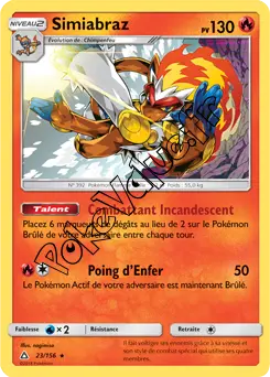 Carte Pokémon Simiabraz n°23 de la série Ultra-Prisme
