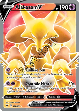 Carte Pokémon Alakazam V n°172 de la série Voltage Éclatant