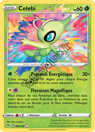 Carte Pokémon Celebi n°9 de la série Voltage Éclatant