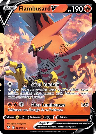 Carte Pokémon Flambusard V n°29 de la série Voltage Éclatant