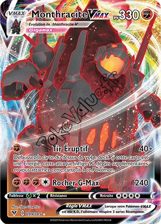 Carte Pokémon Monthracite VMAX n°99 de la série Voltage Éclatant