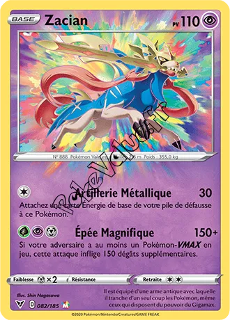 Carte Pokémon Zacian n°82 de la série Voltage Éclatant